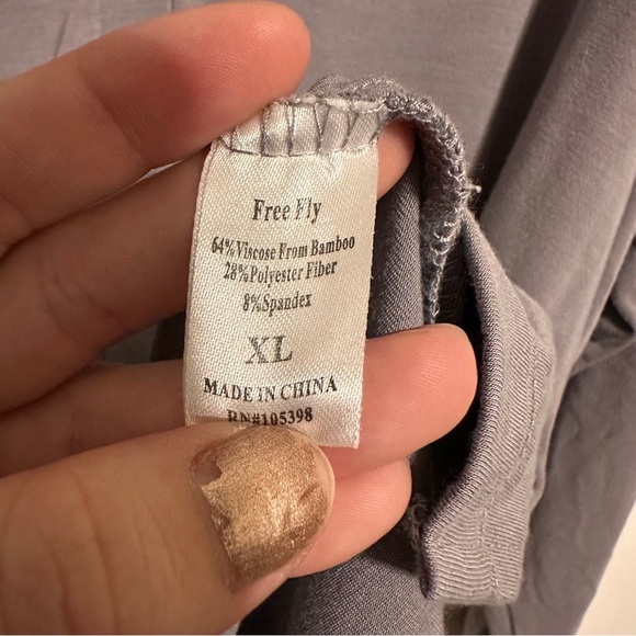 Free Fly Bamboo Flex Henley 3/4 Sleeve Top Size XL Grey - Picture 4 of 6